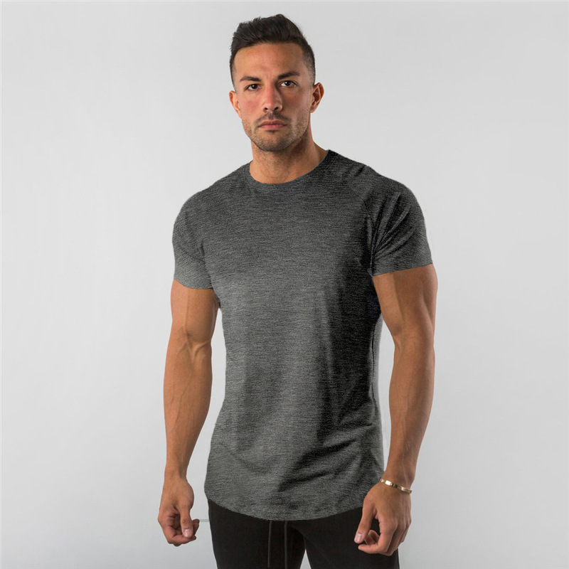 New Fashion Plain Tops Tees Fitness Mens T Shirt Short Sleeve Muscle Joggers Bodybuilding Tshirt Male Gym Clothes Slim Fit Shirt